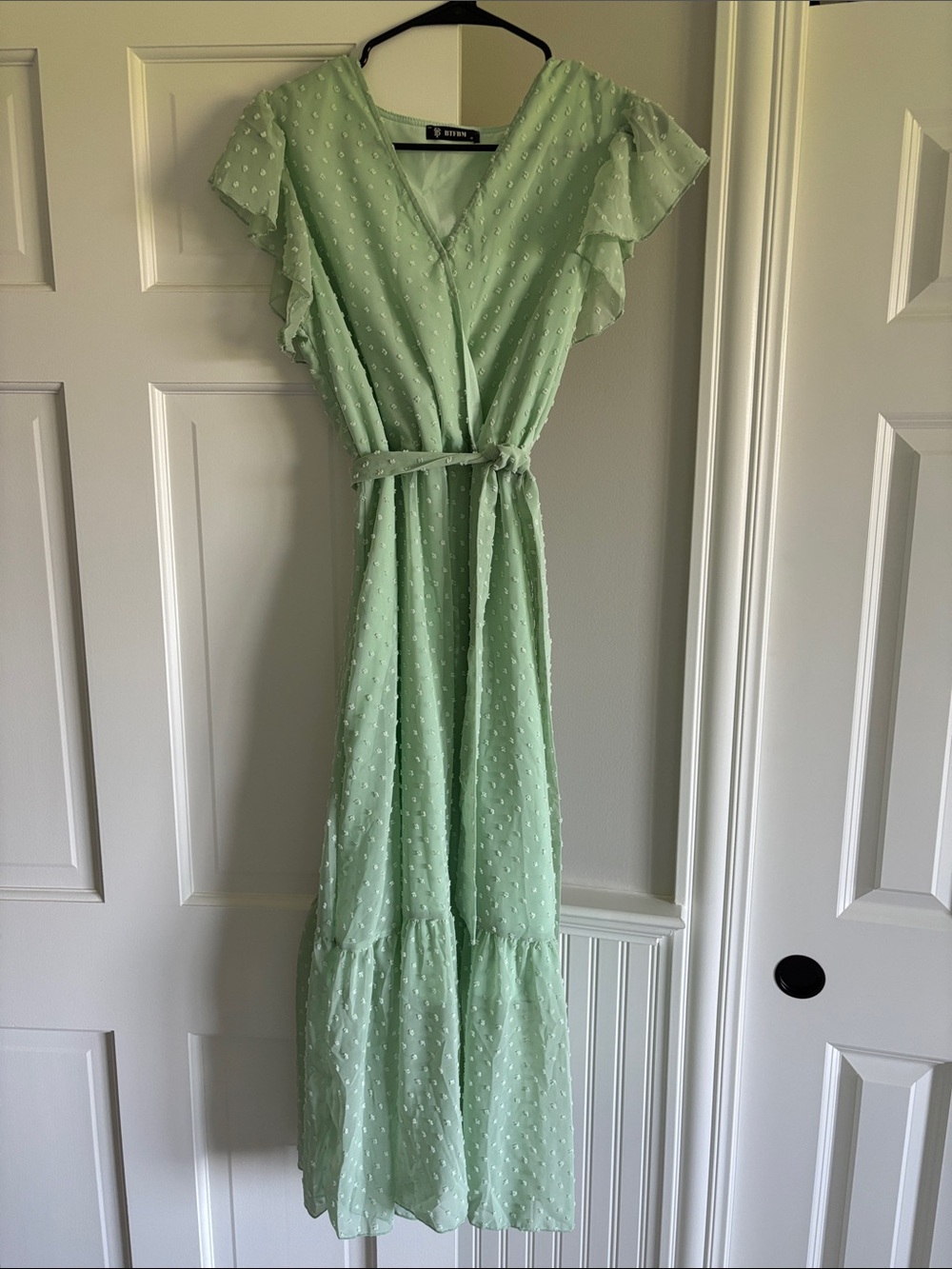 BTFBM Mint Green Swiss Dot Maxi Dress Women’s Size Medium